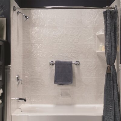 Small elegant shower with towel bar