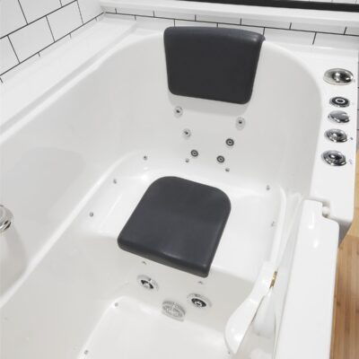 Walk-in tubs feature comfortable bench for sitting