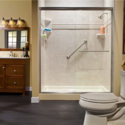 Tuscany shower in ranch style bathroom