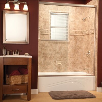 Compact shower with window for natural light