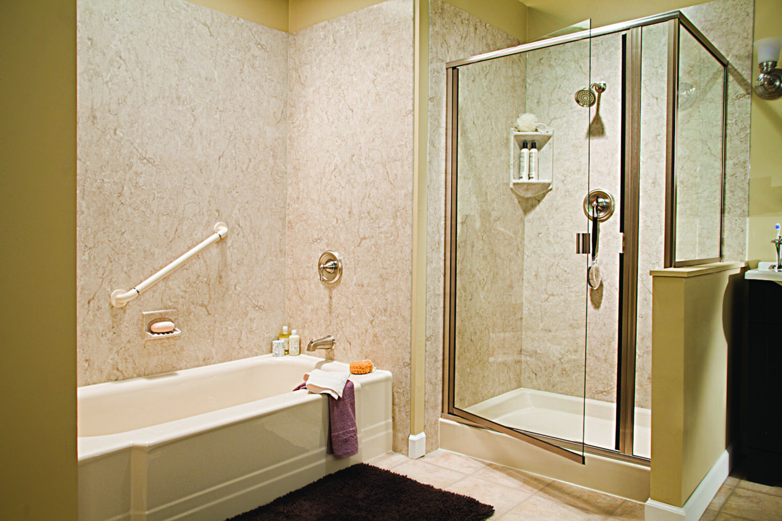 Almond_Classic_Bathliner_Almond_Shower_Base_Brecchia_Smooth_Walls_Brushed_Nickel