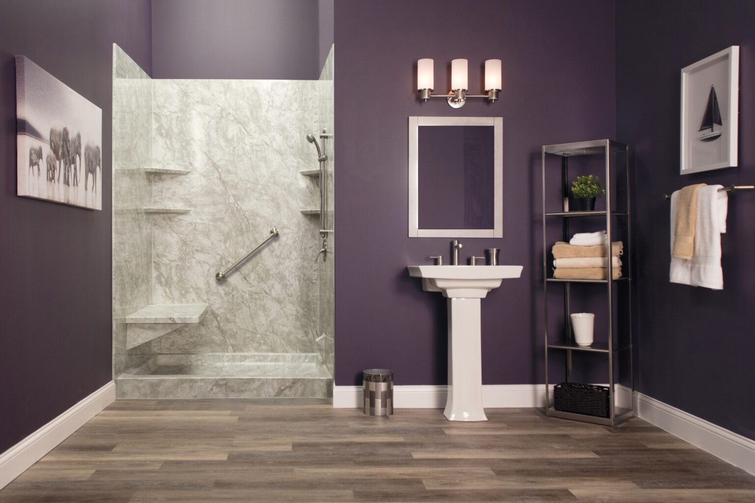 Natural pattern Pompeii marble shower