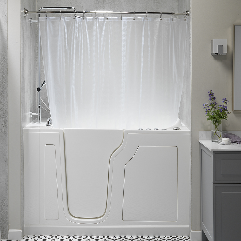 walk in tub w curtain