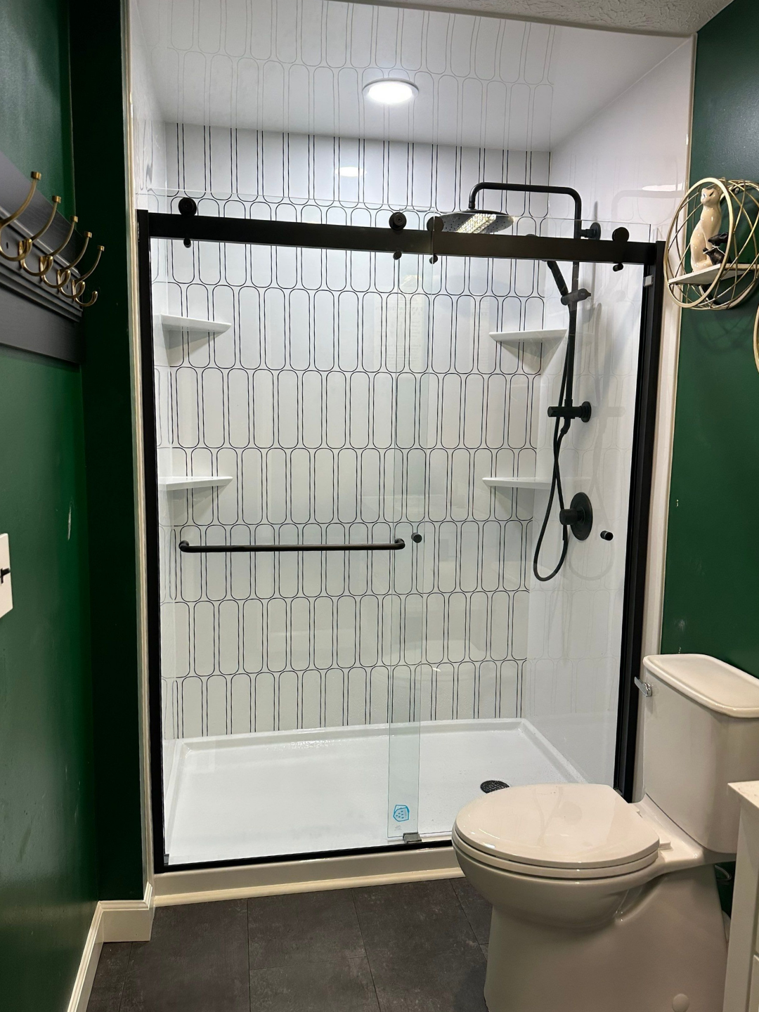 walk-in shower Glasgow KY - green bathroom with walk-in shower