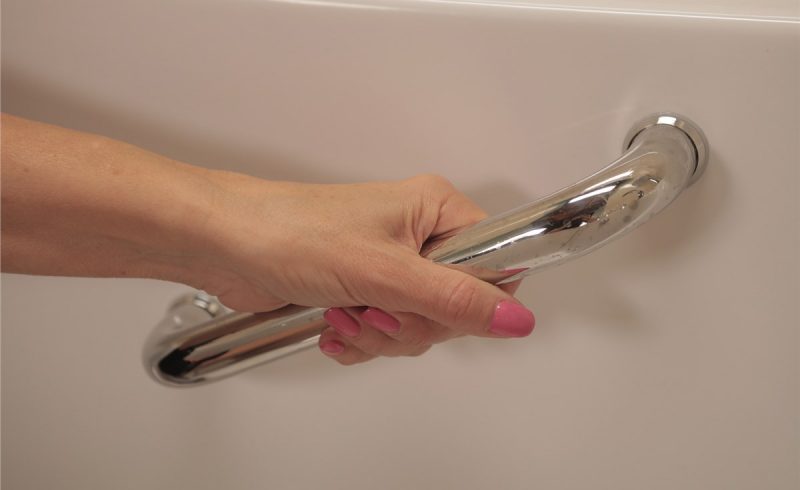 Basic bathtub holding bar to maintain balance and avoid slips and falls in tub