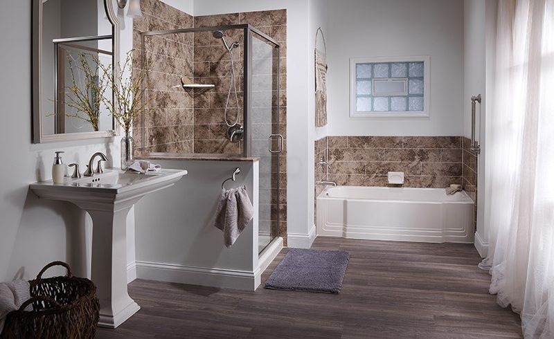 Shower and tub combo with natural light window