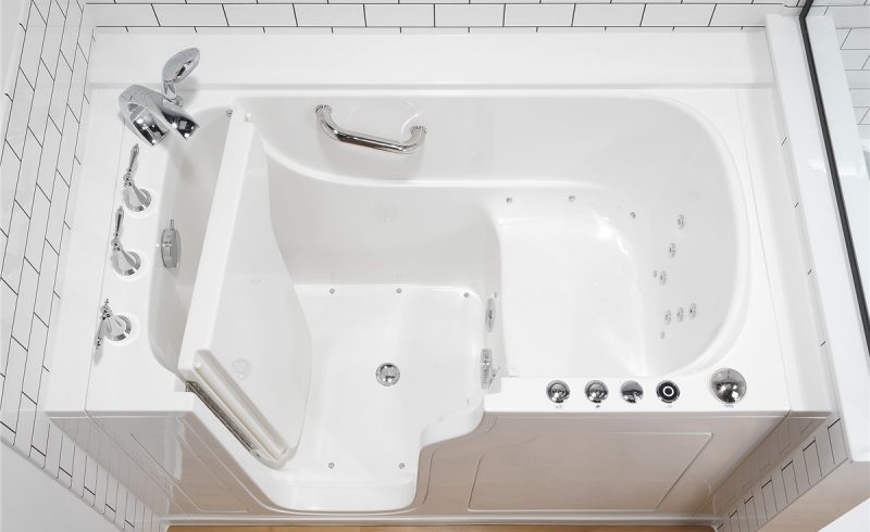 Overhead view of walk-in tub