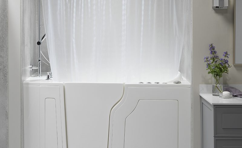 walk in tub w curtain